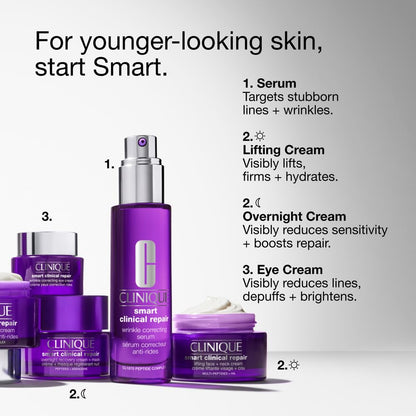 Clinique Smart Clinical Repair Anti Aging Overnight Recovery Face Cream + Mask For All Skin Types | With Hyaluronic Acid + Peptides | Hydrating | Repairs Lines + Wrinkles, 1.7 Fl Oz