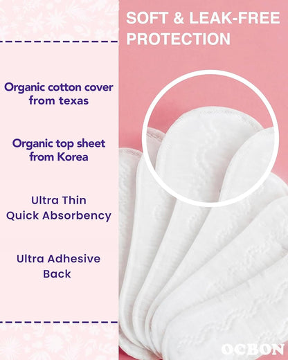 Ultra Thin Sanitary Pantyliners (Regular, 6.1 inch, 40 Counts) - Ultra Thin, Unscented 100% Organic Cotton Panty Liners for Women. Chemical-Free, Extra Soft, Ideal for Sensitive Skin