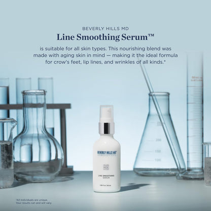 Beverly Hills MD Line Smoothing Serum- Reduce Deep Wrinkles & Smooth Skin- Anti-Aging Serum for Firming and Hydrating Face- Correct Fine Lines w/Antioxidants, Peptides, Ginkgo Bilboa Extract, & Aloe