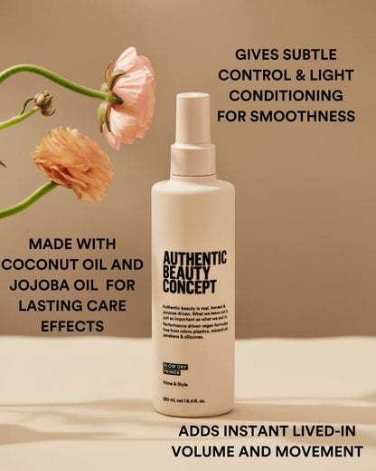 Authentic Beauty Concept Blow Dry Primer | Blow Dry Spray Heat Protection | Protects Hair from Blow Dry Damage | Thermal Protection | Vegan & Cruelty-free | Silicone-free | 8.4 fl. oz.