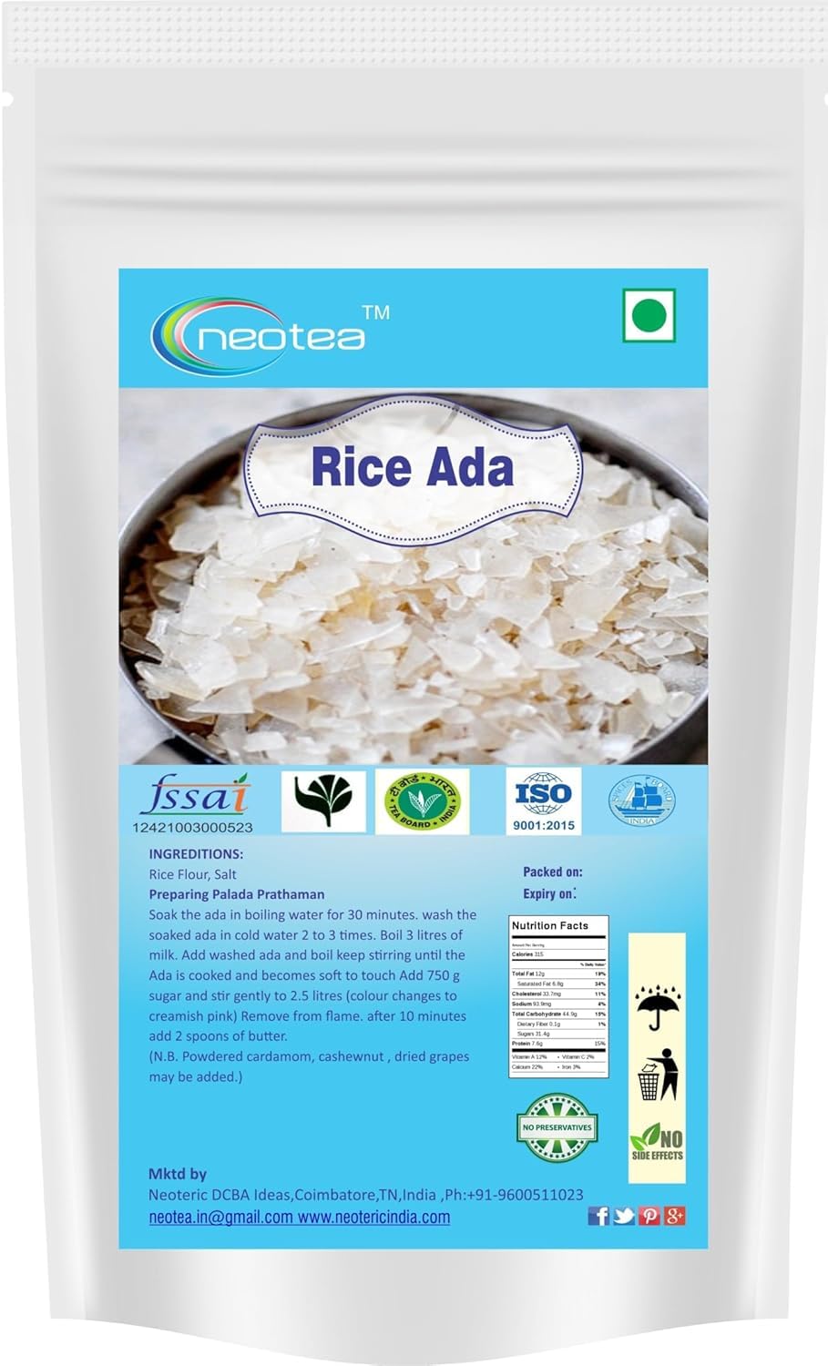 Neotea Kerala Instant Palada Rice Payasam | Traditional Rice Ada Kheer | Easy to Cook, Rich & Tasty | Ready in 25 Minutes | No Preservatives | Chemical-Free (7.05 OZ)