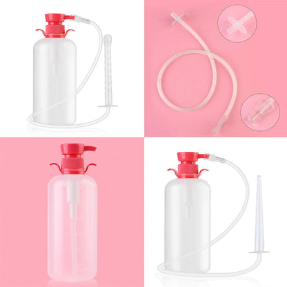LIVE4COOL Douche Bottle for Women Reusable Vaginal Cleansing System, 600ml/20.3oz Reusable Vaginal Enema Douche, Capacity Cleanser with 4 Nozzles, Storage Bag, Non-Toxic