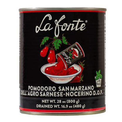 La Fonte San Marzano Whole Peeled Tomatoes PDO 28oz (Pack of 12)
