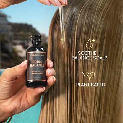 The Beachwaver Co. Bring Balance Organic Argan & Marula Hair Oil (2 Oz) | Vegan, Fragrance-Free Hair Oil Treatment | Only 5 Ingredients: Marula, Jojoba, Black Cumin, Sunflower & Argan Oils