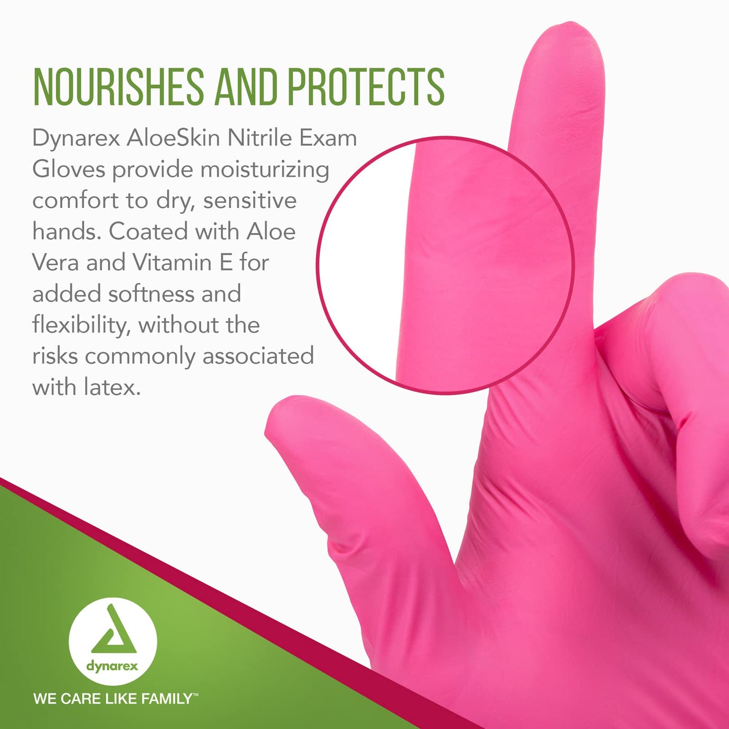 Dynarex AloeSkin Nitrile Exam Gloves with Aloe, Powder-Free, Disposable Gloves with Aloe Vera for Dry Hands, Magenta, Large, 1 Case of 1000 Gloves - 10 Boxes of 100 Gloves