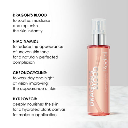 Rodial Dragon's Blood Hyaluronic Drink 3.4 fl.oz - Re-energize and Refresh - Hydrating Makeup Primer, Dewy Setting Spray, Tonic and Serum in One