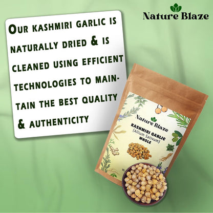 Nature Blaze Kashmiri Garlic | Lahsun Whole | Allium Sativum | Naturally Sourced | Unpolished & Sun-Dried | Aromatic Himalayan Garlic Bulbs | 200Gm / 7.0 Ounce