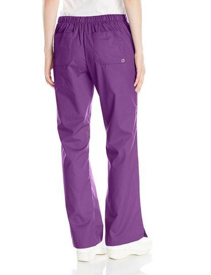 WonderWink Women's Petite Wonderwork Flare Leg Scrub Pant, Eggplant, Large/Petite