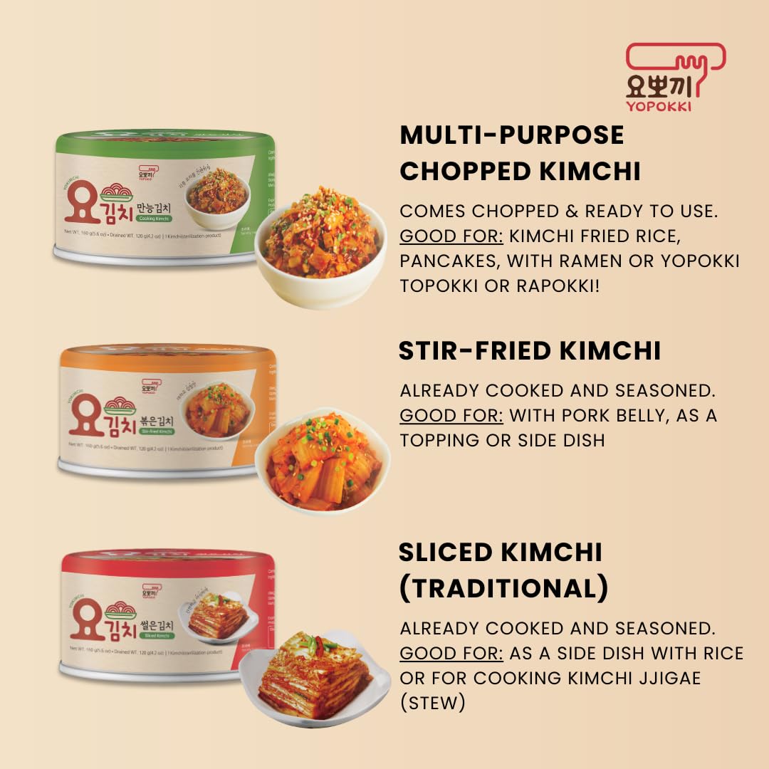YOPOKKI Korean Canned fermented Kimchi napa Cabbage (4 EA, Original taste)