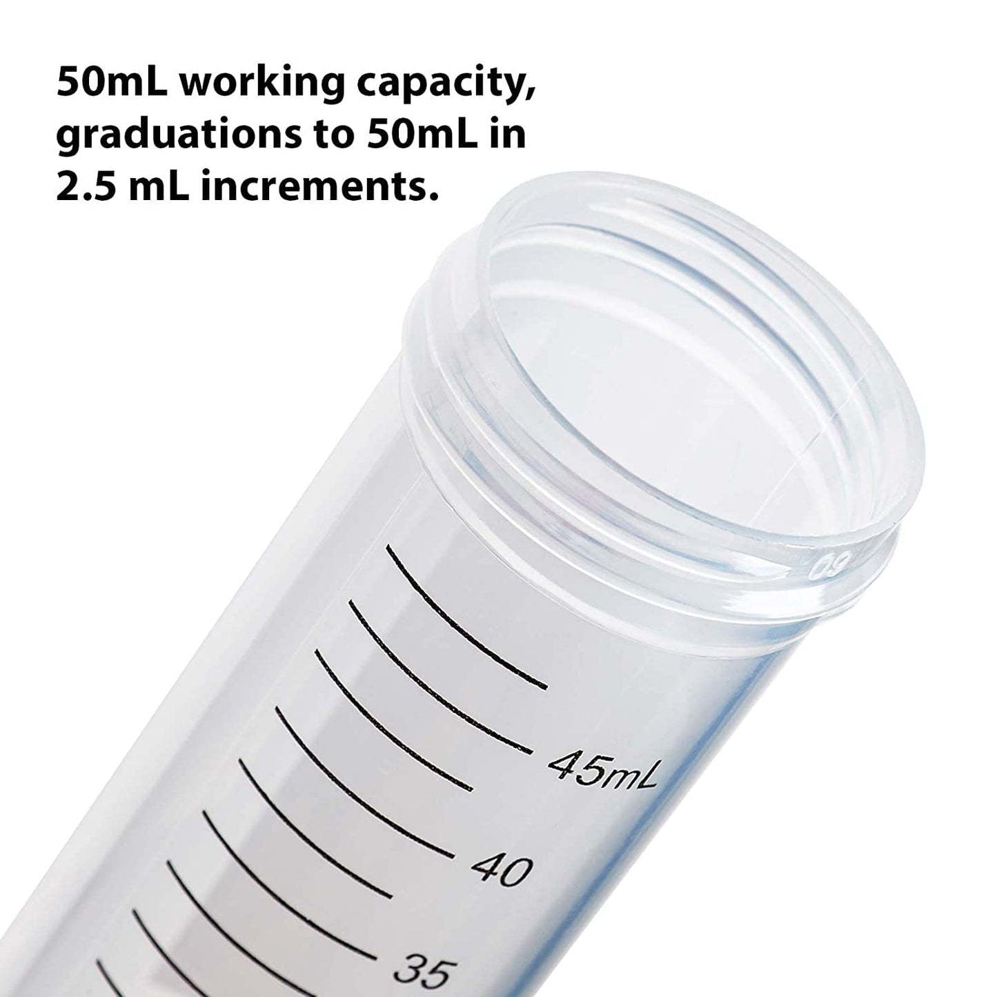 United Scientific™ D1001-C Polypropylene Centrifuge Tube with Attached Blue Flat Top Screw Cap, Sterile, Printed Graduation, Bag Pack, 50mL Capacity (Case of 500)