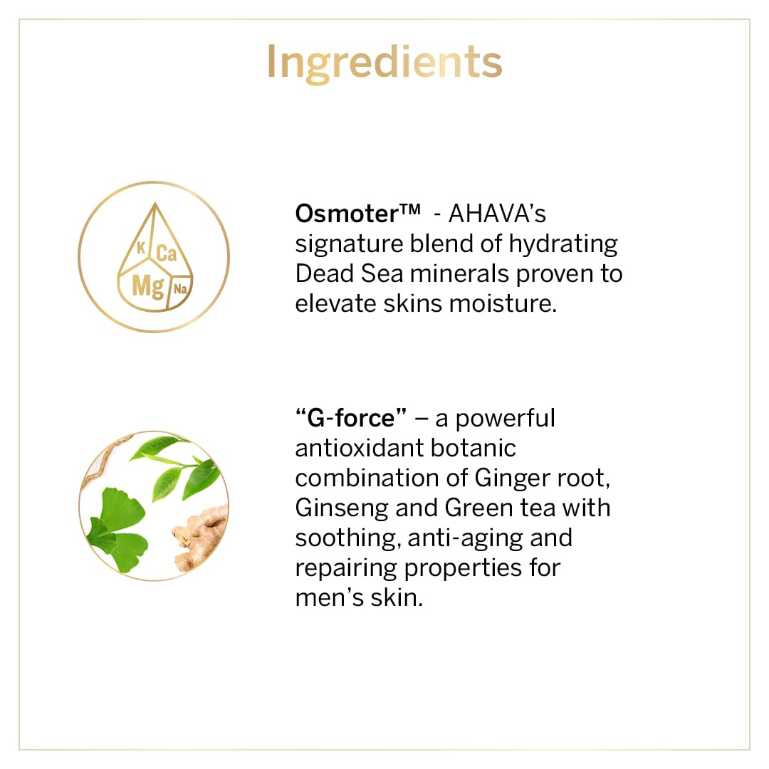 AHAVA Men's Age Control Moisturizing Cream, Broad Spectrum SPF15 - Fast-absorbing Silky Hydrating Lotion, Protects from Premature Aging Signs of UVA/B rays, Enriched with Exclusive Osmoter, 1.7 Fl.Oz
