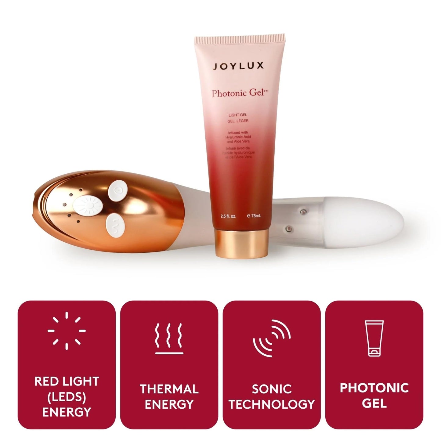 Joylux Rose Gold vFit Red LED Light Device EmpowHER Intimate Wellness System for Menopausal Women & New Mothers, Promotes Natural Hydration & Helps Tighten Pelvic Floor (4-Piece Set)