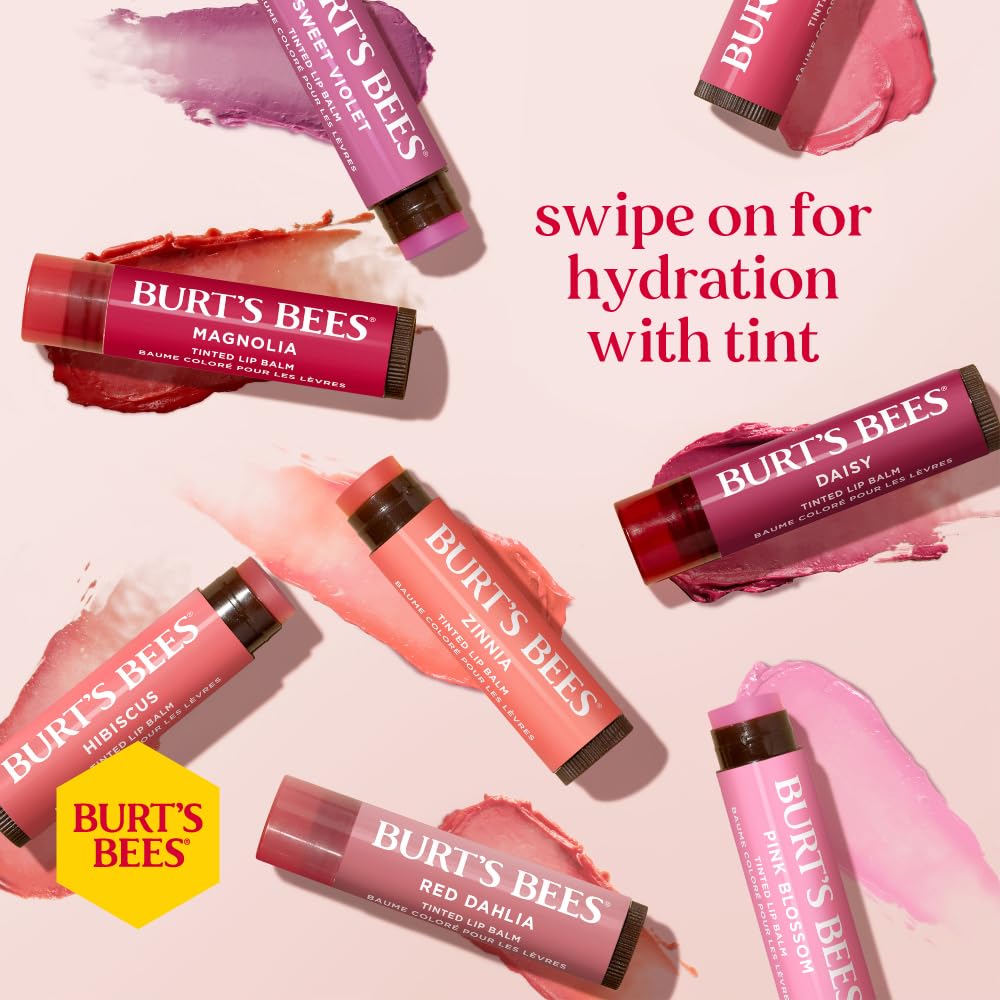 Burts Bees 100% Natural Origin Tinted Lip Balm, Zinnia with Shea Butter & Botanical Waxes - 1 Tube