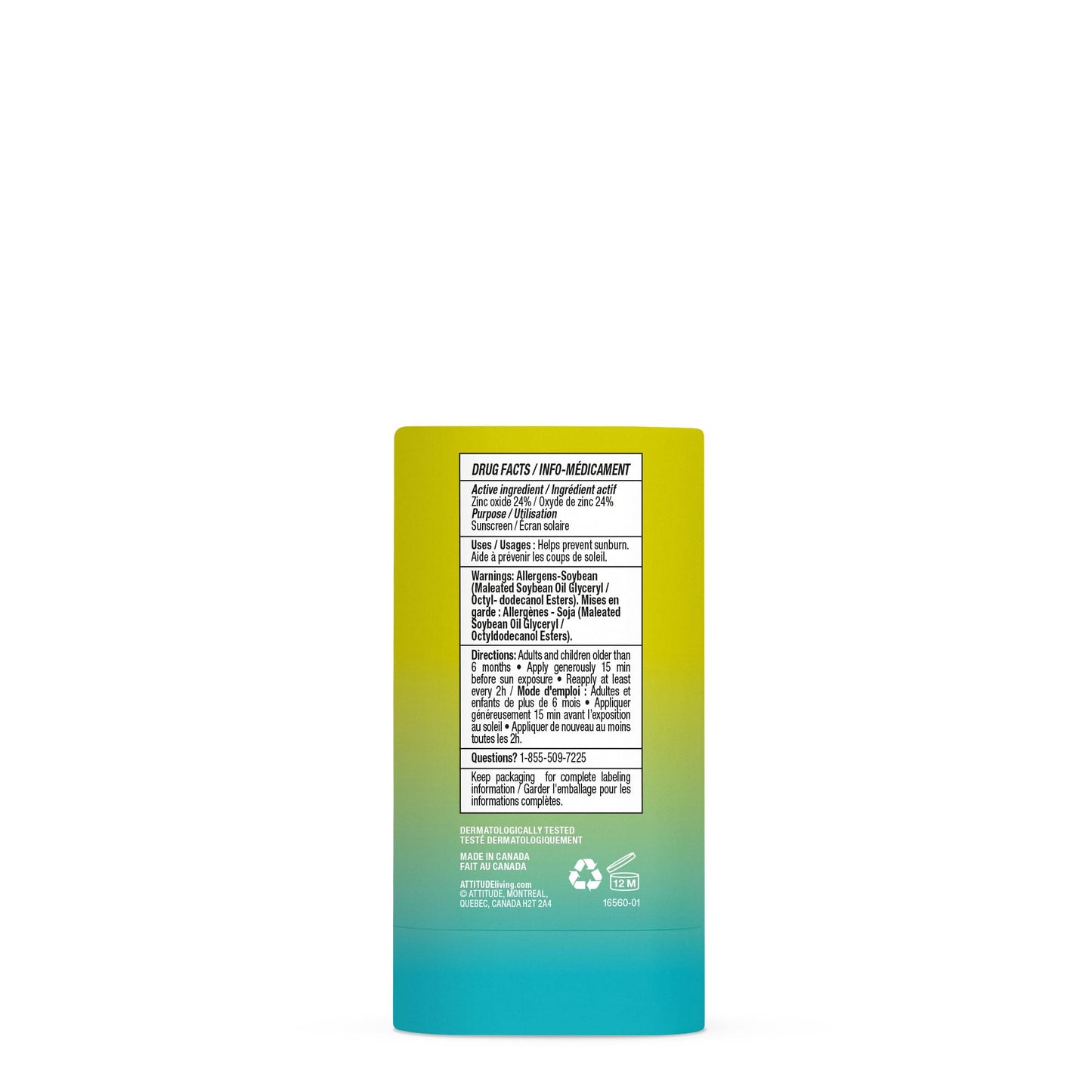 ATTITUDE Face Sunscreen Stick SPF 50, Broad Spectrum Zinc Oxide, EWG Verified, Non-Nano, Lightweight Non-Greasy, Vegan, Unscented, 0.53 oz