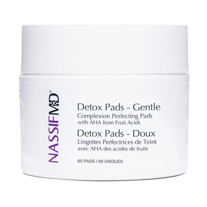 NassifMD Gentle Detox Pads, Surgeon-Created Fruit Acid Complex for Sensitive Skin, Brightens, Exfoliates & Reduces Wrinkles, Dermatologist-Tested
