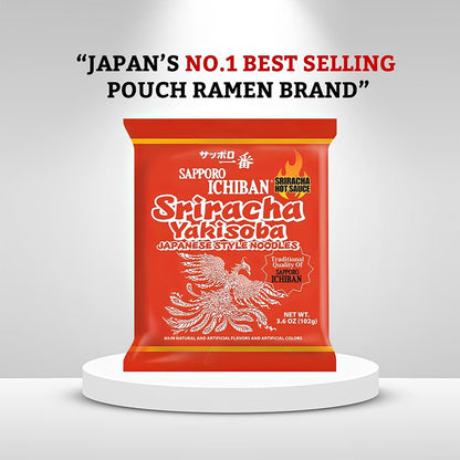 Sriracha Yakisoba, Spicy Chow Mein, No. 1 Tasting Japanese Instant Noodles (3.6 Oz/102 g) (5 Packs)