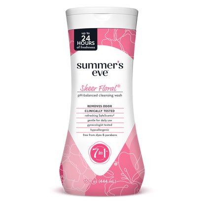 Summer’s Eve Feminine Wash, Sheer Floral, Daily pH-Balanced Body Wash for Women, Feminine Care to Remove Vaginal Odor, Gynecologist Tested, 15 Fl Oz