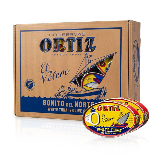 Ortiz Spanish Tuna, Special Edition Gift Pack of 12, Tender Wild Caught Tuna Fillets Hand Packed in Extra Virgin Olive Oil, Gourmet Gift for Foodies