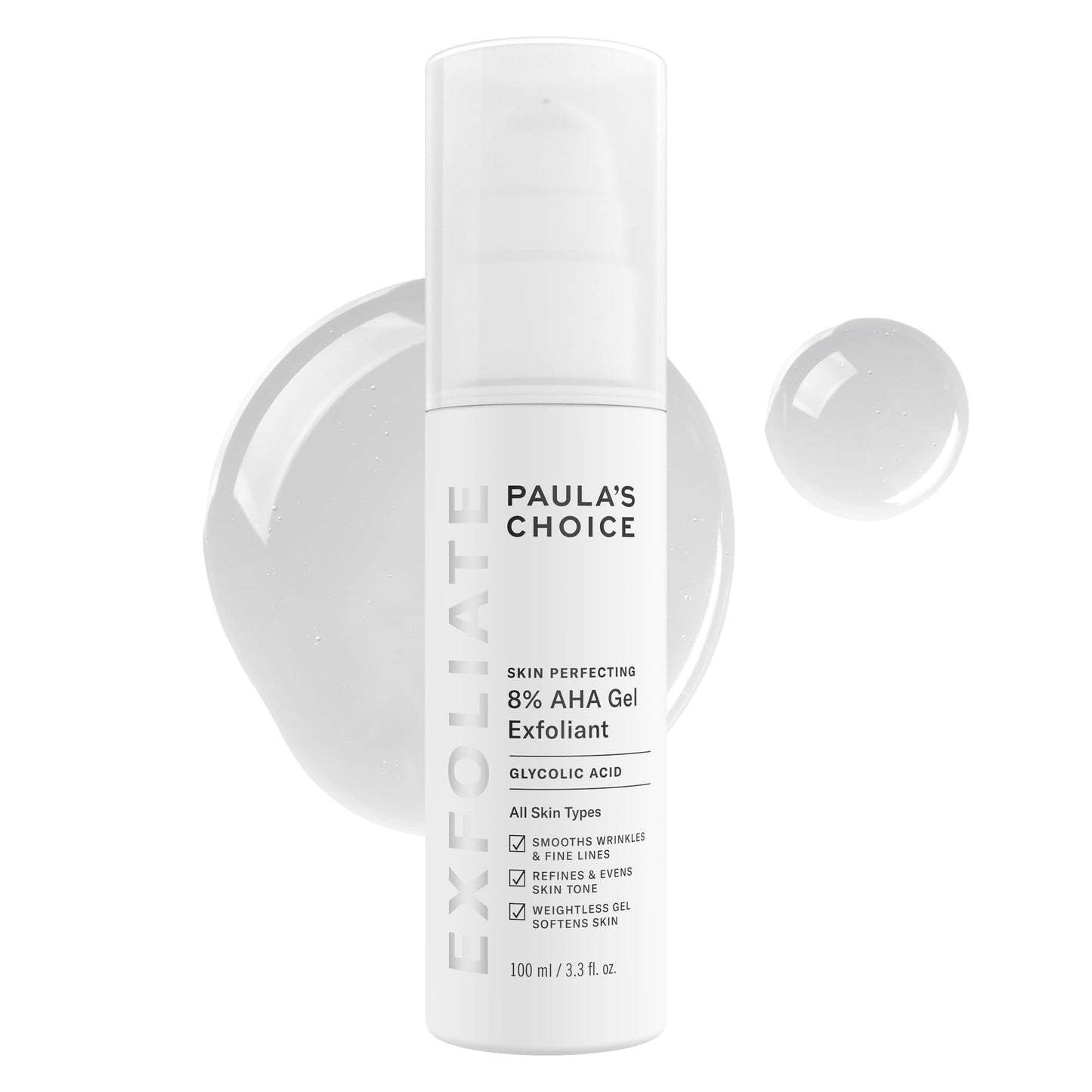 Paula's Choice SKIN PERFECTING 8% AHA Exfoliant, Gel Exfoliant with Glycolic Acid Chamomile & Green Tea, Leave On Gentle Face Exfoliator for All Skin Types, Fragrance- Free