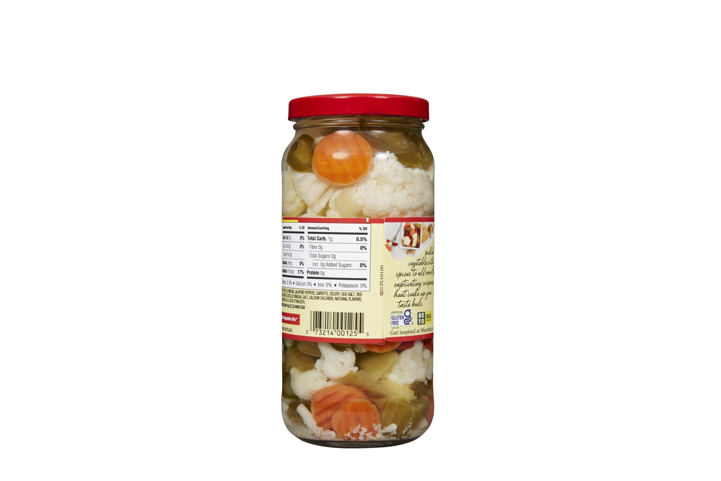Mezzetta Italian Mix Giardiniera Chicago Style - Hot Giardiniera with Carrots, Celery, Cauliflower & Jalapeño - Tangy Pickled Vegetables for Antipasto - California Harvested - 16 Oz Jar - Pack of 6