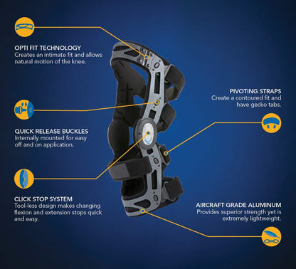 United Ortho 300541-05 Functional ACL Knee Support Brace, Right Leg, Medium