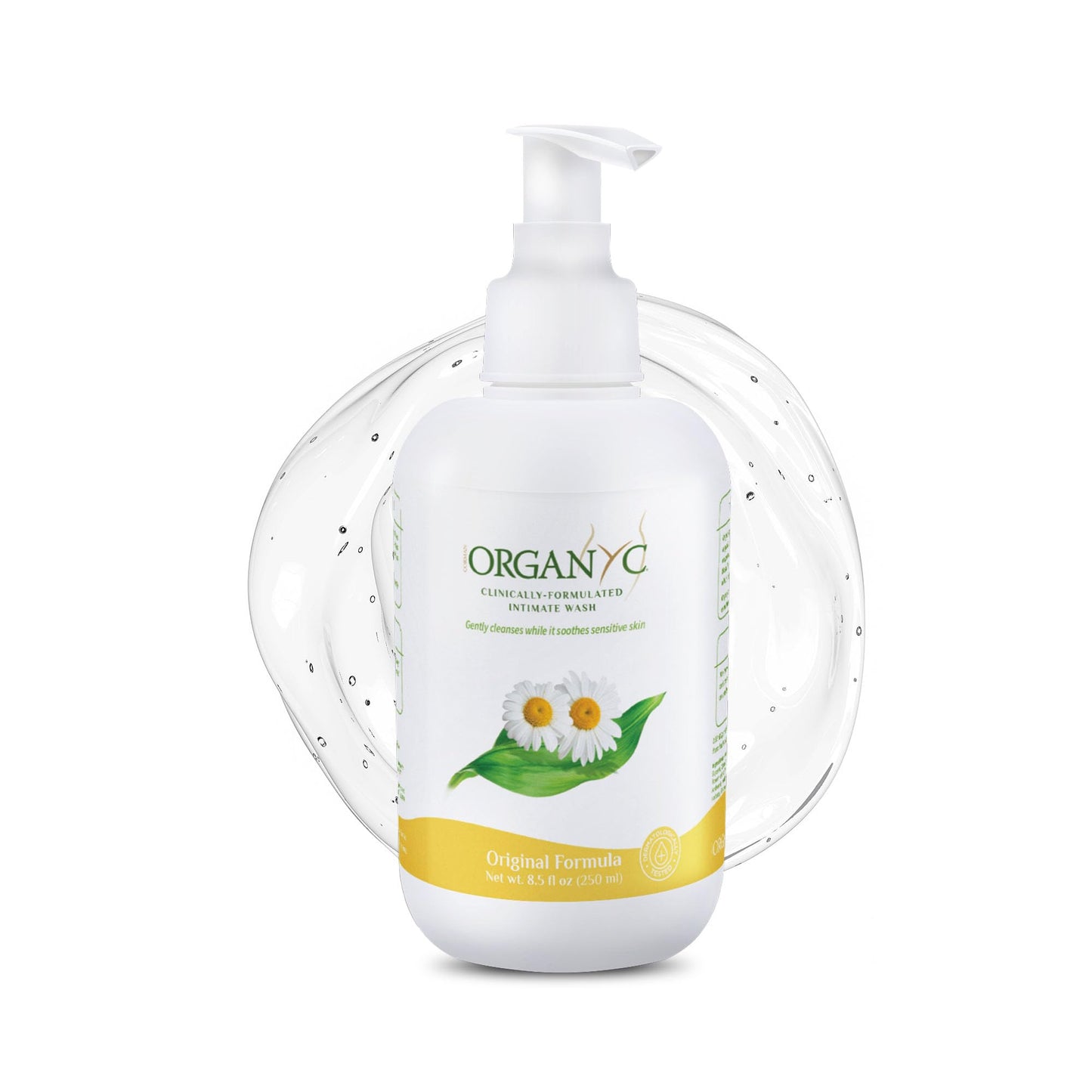 Organyc - Feminine Intimate Wash for Sensitive Skin - Free from Chlorine, Parabens, SLSSLES, and Synthetic Perfumes - 8.5 Fl Oz with Chamomile +Tea-Tree + Lavender