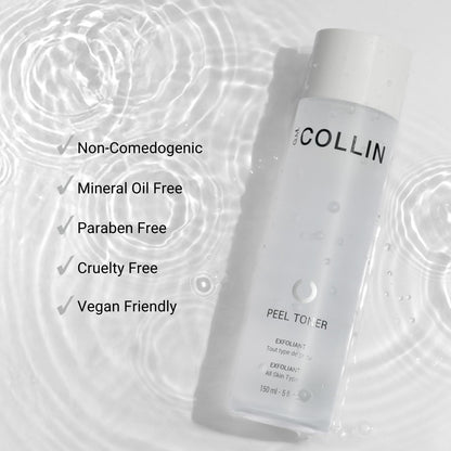 G.M. COLLIN Peel Toner Exfoliant | Daily Leave-On Liquid with AHA BHA PHA | Salicylic Acid Toner for Pores & Smooth Skin | Aloe Vera Soothes & Hydrates