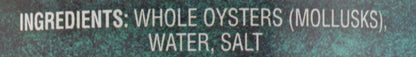 Crown Prince, Natural Whole Oysters Packed in Water, 8 oz