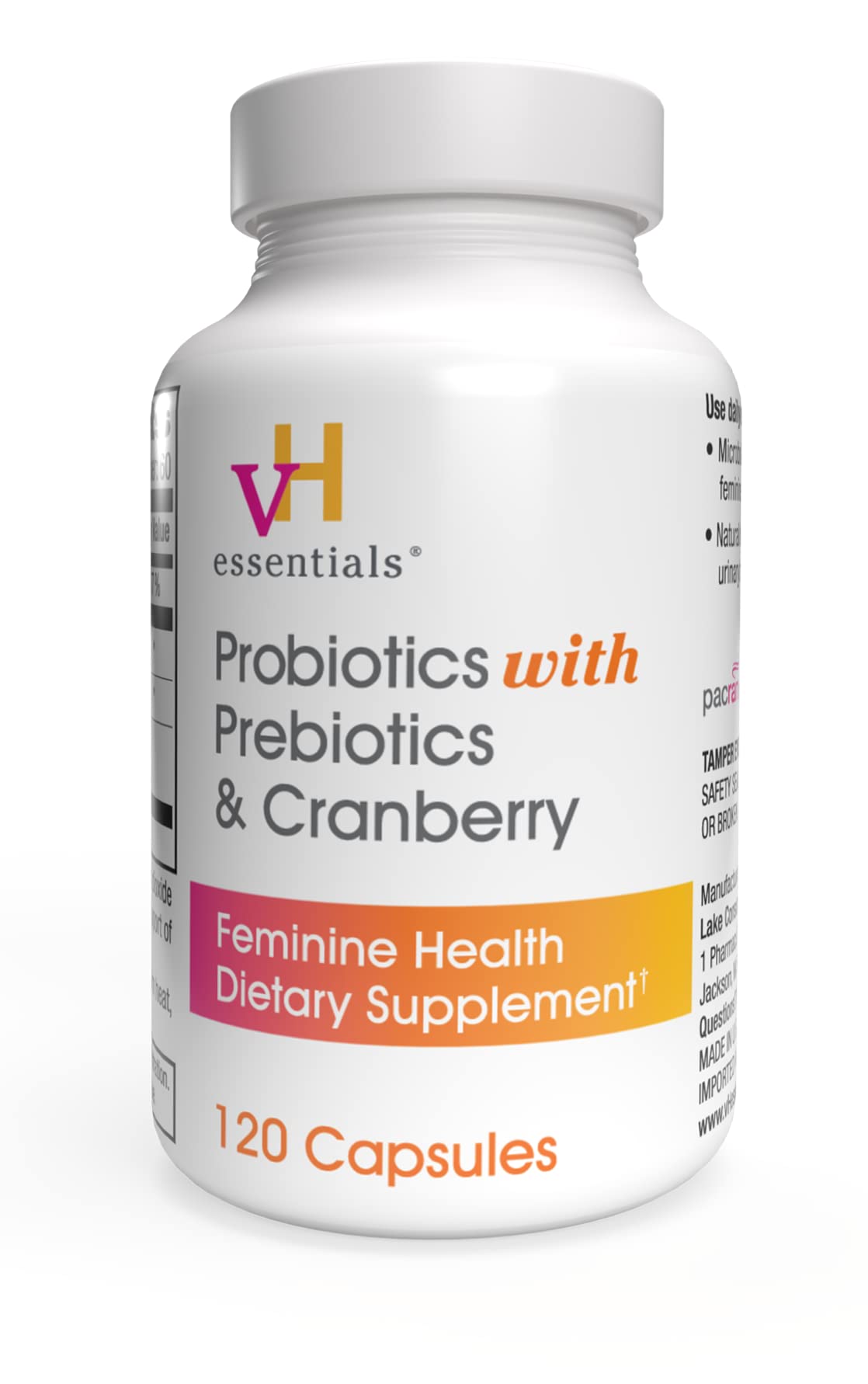 vH essentials Probiotics with Prebiotics and Cranberry Feminine Health Supplement & Ph Balanced Daily Feminine Wash, Tea Tree Oil & Prebiotic, 6, Fl Oz, (Pack of 1) 54306 Clear