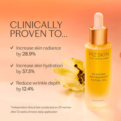 MZ SKIN Reviving Antioxidant Facial Oil 1.01 fl oz | Omega-Rich Seed Oils, Mastic Tree & Phytocannabinoid Complex | Nourishes, Firms & Calms