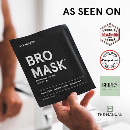 JAXON LANE BRO MASK Premium Korean Face Mask for Men (4 x 1 Pack) - Anti Aging Sheet Masks w/Hydrogel, Vitamin C, Hydrolyzed Collagen, & Hyaluronic Acid - Perfect Skin Care for Men