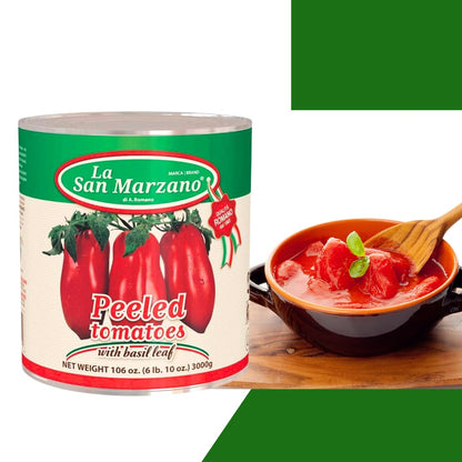 La San Marzano Large Can, Peeled Plum Tomatoes in Puree with Basil Leaf, 106 oz (#10 Can), Premium Quality, 100% Product of Italy, Authentic Italian Flavor