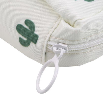 1Pc Green Cactus Sanitary Napkin Storage Bag with Colorful Print Design Portable Zipper Menstrual Pad Bag for Women Ladies Sanitary Napkins