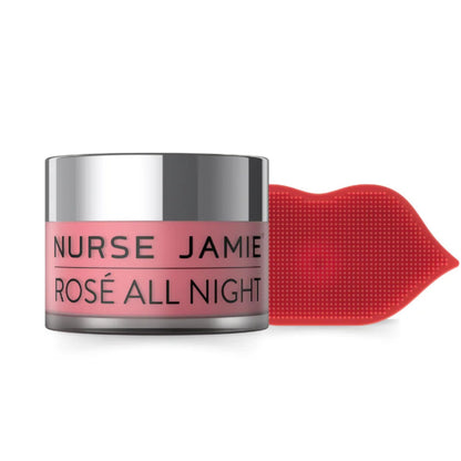 Nurse Jamie Rosé All Night Lip Mask & Exfoliating Tool – Holiday - Hydrating Overnight Treatment for Softer, Smoother Lips