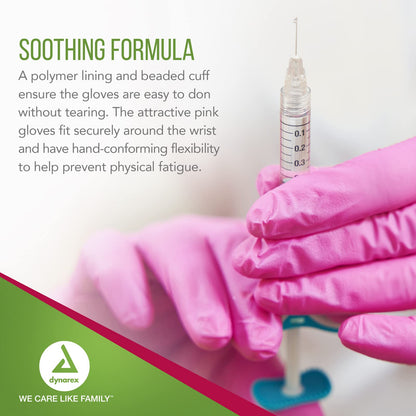 Dynarex AloeSkin Nitrile Exam Gloves with Aloe, Powder-Free, Disposable Gloves with Aloe Vera for Dry Hands, Magenta, Large, 1 Case of 1000 Gloves - 10 Boxes of 100 Gloves