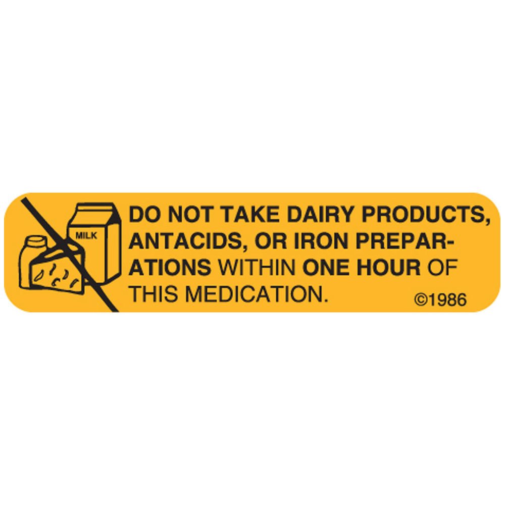 4-X "NO Dairy Products" Permanent Paper Label, 1 9/16" x 3/8", Goldenrod, Pack of 1000