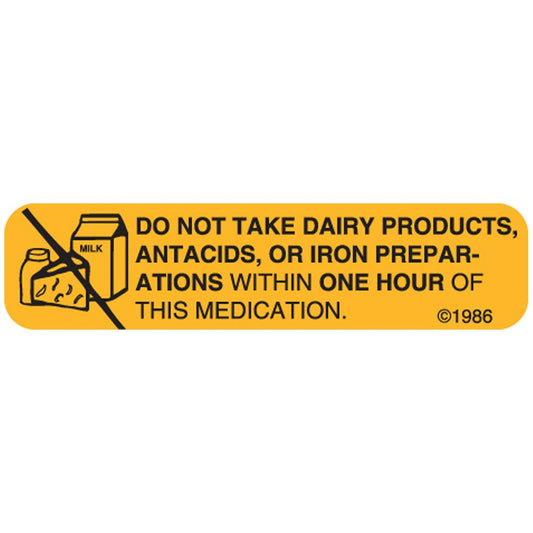 4-X "NO Dairy Products" Permanent Paper Label, 1 9/16" x 3/8", Goldenrod, Pack of 1000