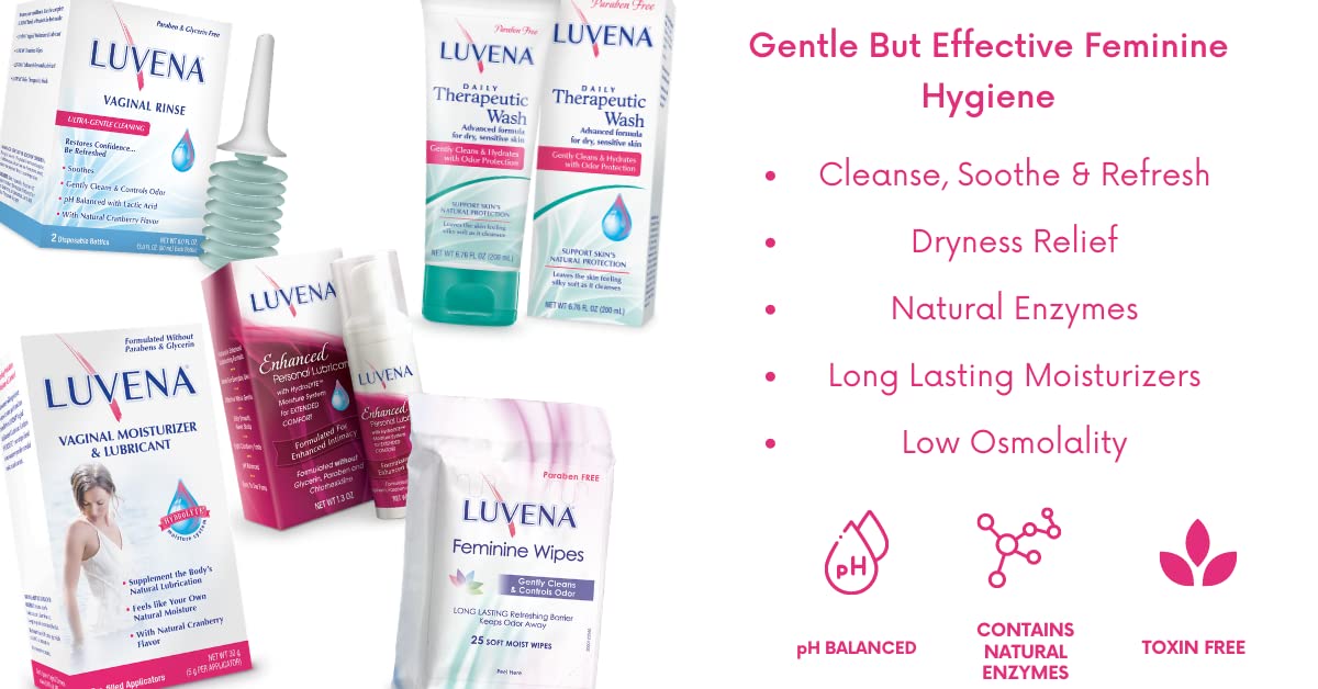 Luvena Lubricant for Women, Relieves Feminine Dryness, Intimate Skin Care & Menopause Support, Moisturizing Lubrication Gel, Non Staining, pH Balanced, Water Based, Paraben & Glycerin Free (2 Pack)