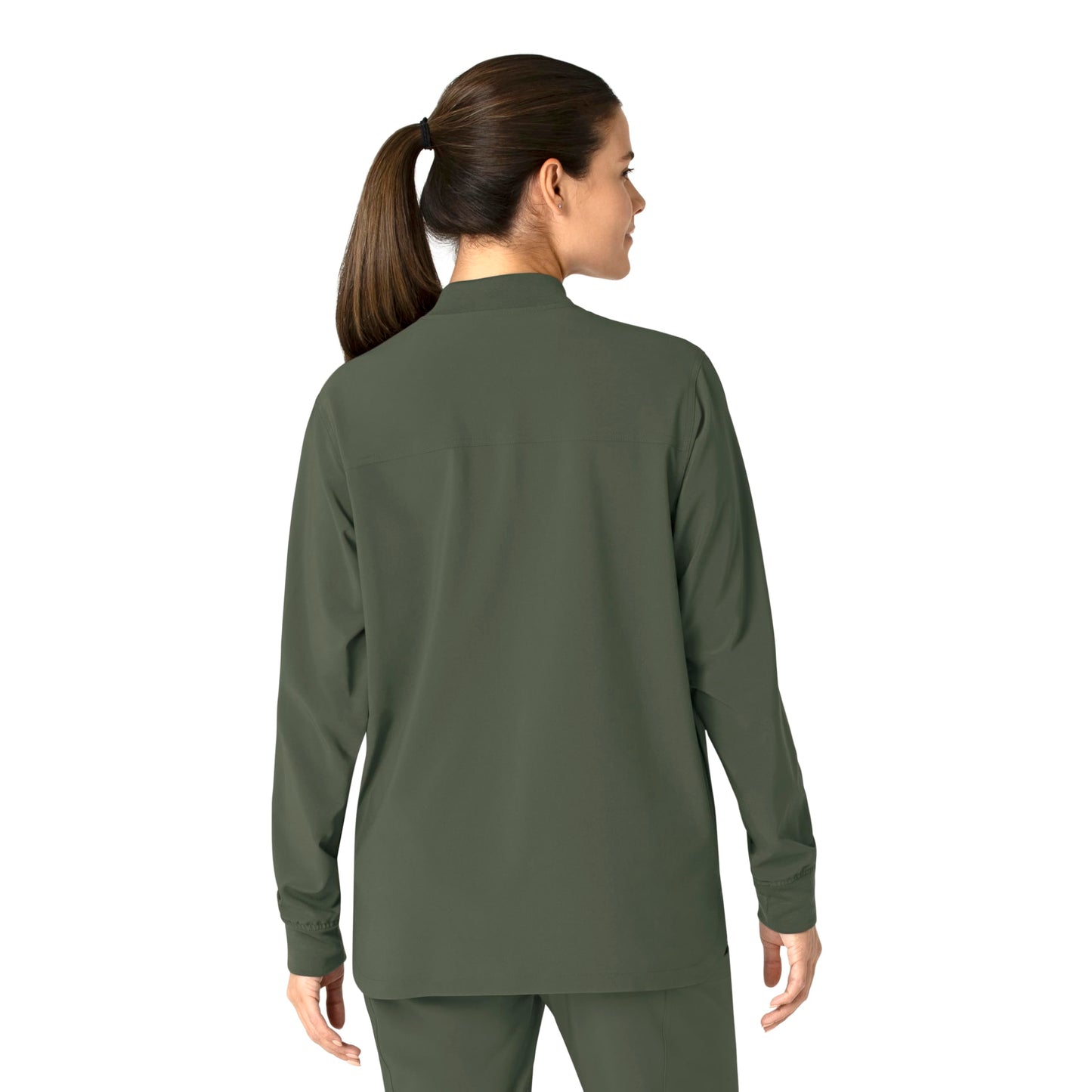Carhartt Force Cross-Flex Scrubs for Women, Shirt Jacket - Olive, L