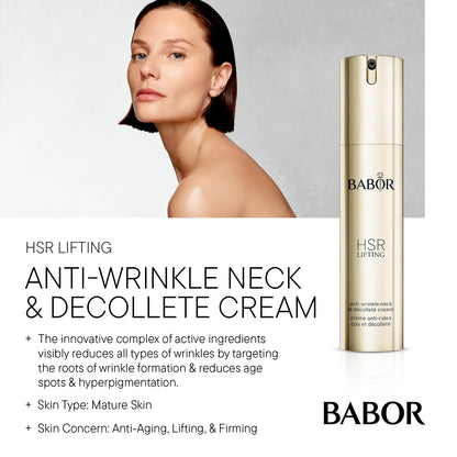 BABOR HSR Lifting Neck and Décolleté Cream | Luxurious Anti Aging Cream to Minimize Lines and Wrinkles | Evens Skin Tone, Reduces Hyperpigmentation | Tightening for Lifting | Clean and Vegan