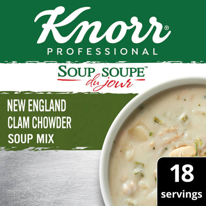 Knorr Professional Soup du Jour New England Clam Chowder Soup Mix No added MSG, 0g Trans Fat per Serving, Just Add Water, 27 oz, Pack of 4