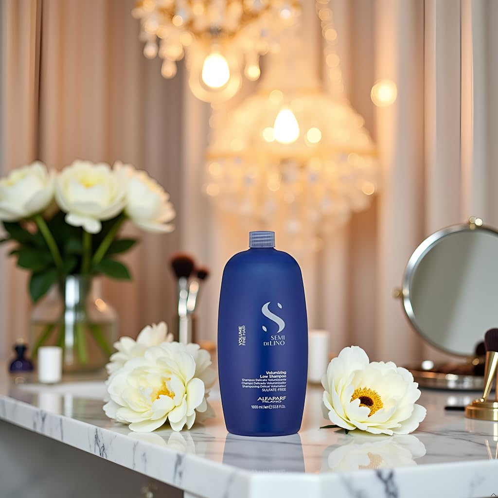 Alfaparf Milano Semi Di Lino Volume Shampoo For Fine Hair – Sulfate Free Volumizing Low Shampoo - Adds Intense Volume, Thickness and Body - Anti-Frizz - Professional Salon Quality