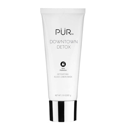 PÜR MINERALS Downtown Detox Detoxifying Black Lemon Face Mask, Helps Draw Out Impurities, Helps Soothe Skin, Charcoal, Lactic Acid & Green Tea Extract