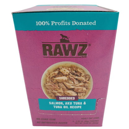 RAWZ® Shredded Salmon, Aku Tuna & Tuna Oil Recipe 8/2.46 oz Pouches