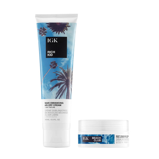 IGK Rich Kid Gel-Cream + Beach Club Paste – Hair Styling Duo for Texture, Waves & Matte Finish – Vegan & Cruelty-Free