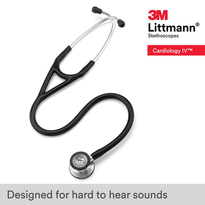 3M Littmann Cardiology IV Diagnostic Stethoscope, 6151, More Than 2X as Loud, Weighs Less, Stainless Steel Chestpiece, 22" (Shorter Length) Black Tube