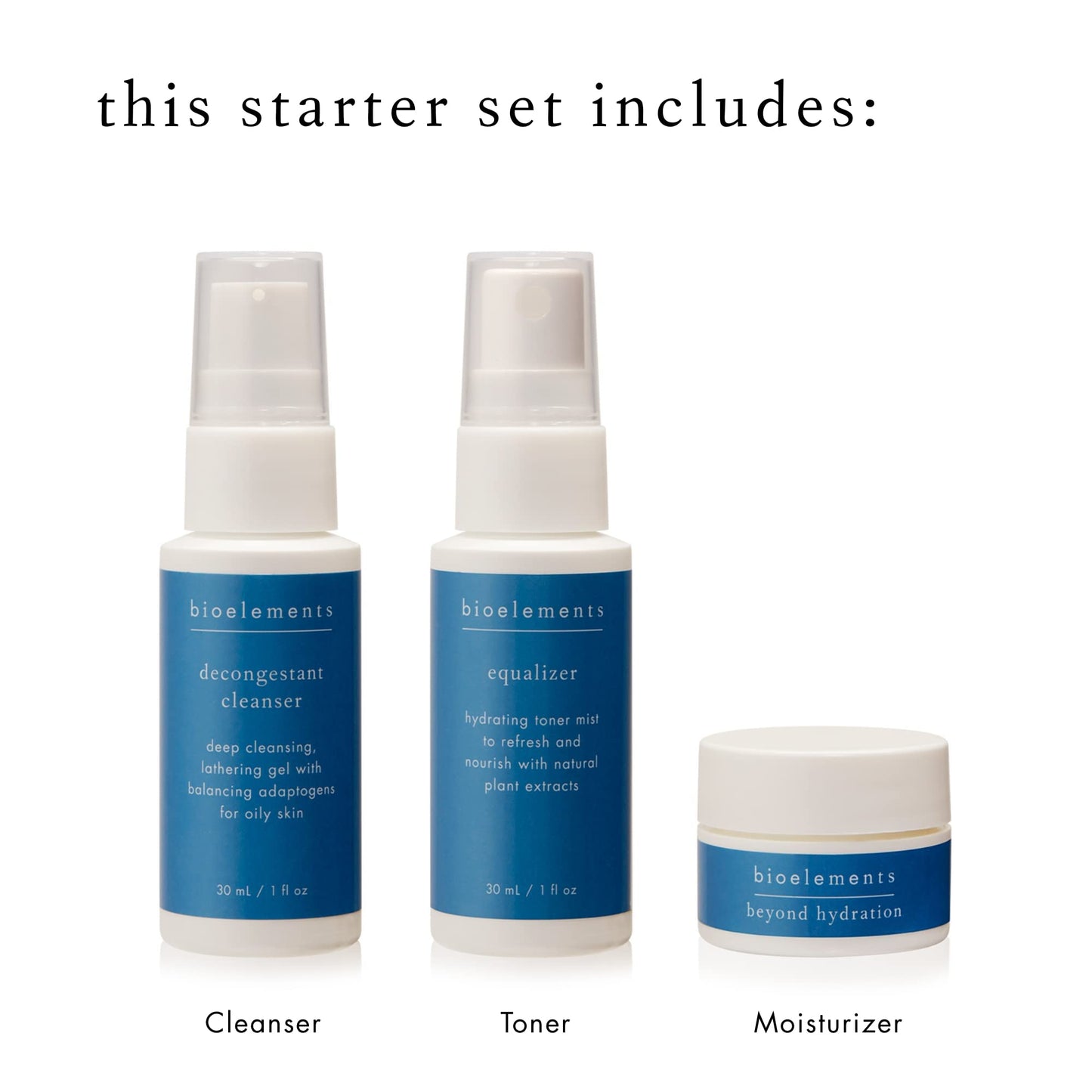 Bioelements 3-Step Starter Set: Oily Skin - Includes Decongestant Cleanser, Equalizer Toner & Beyond Hydration Moisturizer