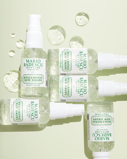 Mario Badescu Hyaluronic Dew Drops for All Skin Types – Hydrating Gel-Serum Hybrid with Sodium Hyaluronate, Niacinamide & Botanical Extracts for a Dewy, Glass-Like Glow – 1 Fl Oz