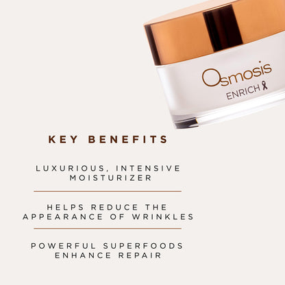 OSMOSIS ENRICH Smoothing Face & Neck Intensive Night Repair Cream Moisturizer with Chirata and Fruit Oils, 1 Oz