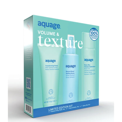 Aquage Volume & Texture Limited Edition Styling Kit, Transforming Paste, Beyond Body Sealing Spray, and Volume & Definition Spray Wax, 20 fl. oz.